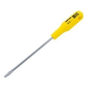 Destornillador con mango amarillo, punta plana barra redonda 1/4" x 6"