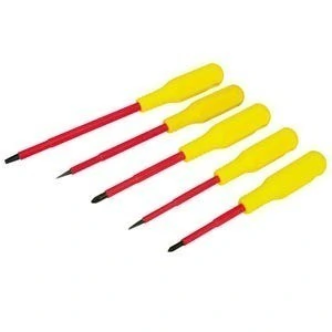 Juego de destornilladores con mango amarillo dieléctricos 1000 V combinados, 5 piezas