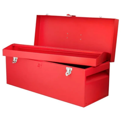 Caja portaherramientas métalica con asa plástica color rojo 24" x 9" x 9"