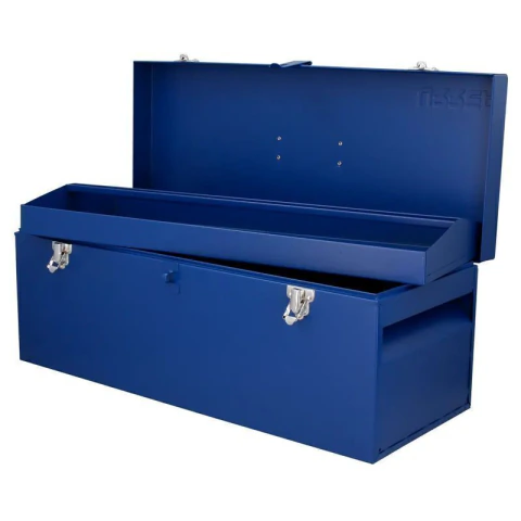 Caja portaherramientas métalica con asa plástica color azul 24" x 9" x 9"