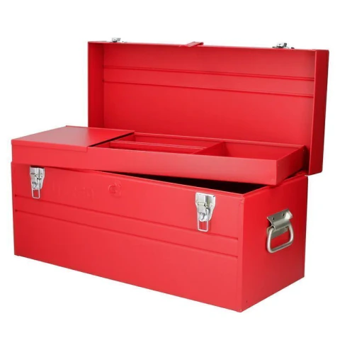 Caja portaherramientas métalica con asa plástica color rojo 23" x 10" x 11"