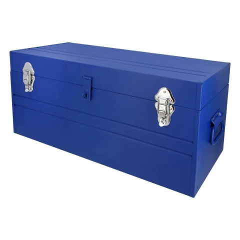 Caja portaherramientas métalica con asa plástica color azul 23" x 10" x 11"