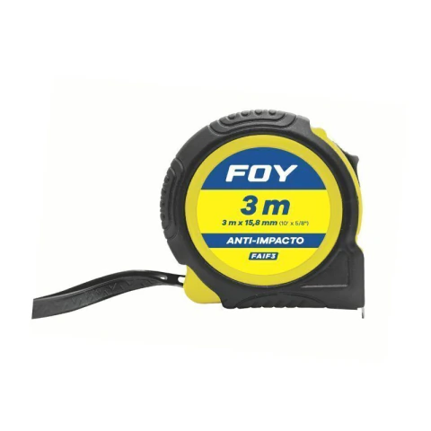 Flexómetro anti-impacto con carcasa rubber grip, 3 m x 15 mm