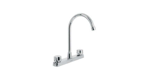 Mezcladora 8' fregadero, ABS, cuello curvo, hexagonal, BASIC