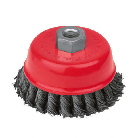 Carda de copa de 4", alambre trenzado fino - entrada 5/8"