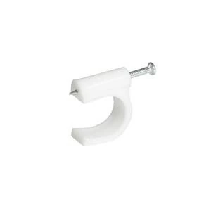 Grapa para cable coaxial 5 mm, color blanco, 20 piezas