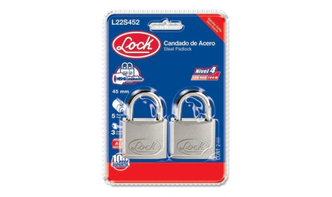 Juego de candados de acero cortos 45 mm, llave estándar, 2 piezas