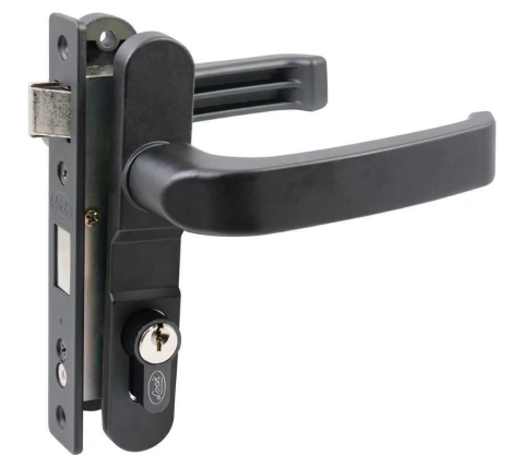 Cerradura Euro para puerta de aluminio función doble, negro, llave estándar