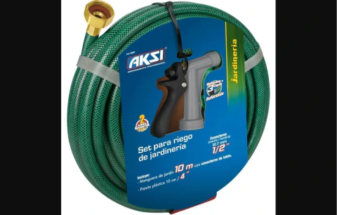 Kit manguera de jardin 10 mts con pistola de riego 4"
