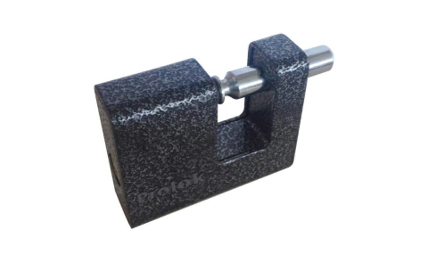 Candado de hierro para cortina metálica 80 mm, negro, llave estándar