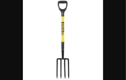Bieldo para jardín, 4 dientes, mango fibra de vidrio 30'