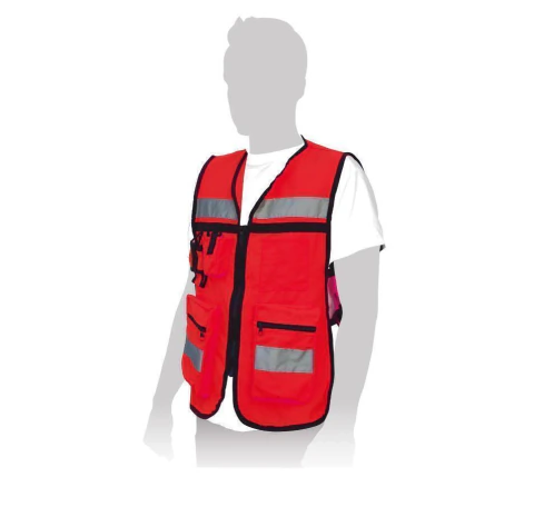 Chaleco brigadista con cinta reflejante - Rojo