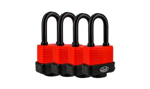 Juego de candados impermeables largos 40 mm, llave estándar, 4 piezas