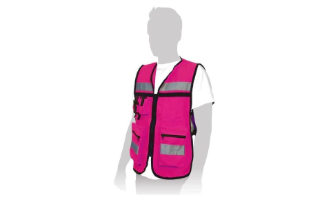 Chaleco brigadista con cinta reflejante - Rosa