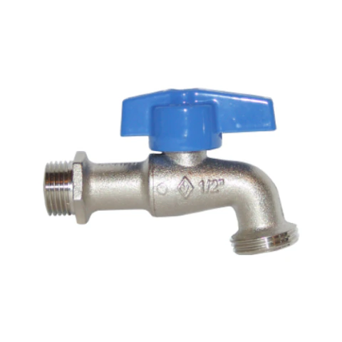 LLAVE LARGA COFLEX IP-701 1/2 MNPT X 3/4 NH LATON NIQUELADO PARA LAVANDERIA