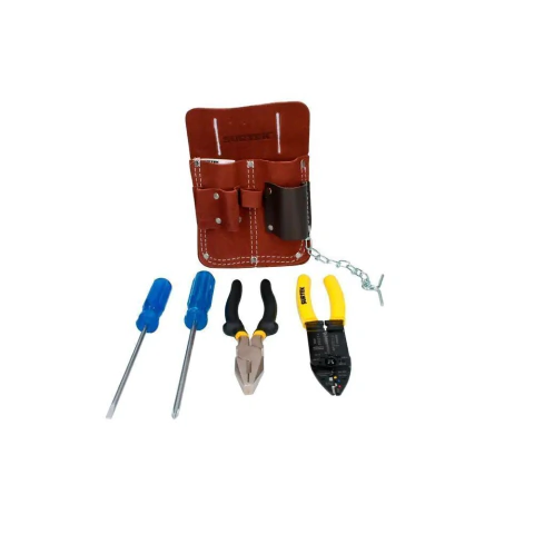Juego para electricista con portaherramientas, 5 piezas