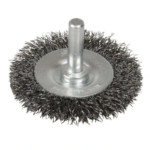 Carda copa ondulada alambre delgado 3" x 0.30 mm con zanco 1/4"