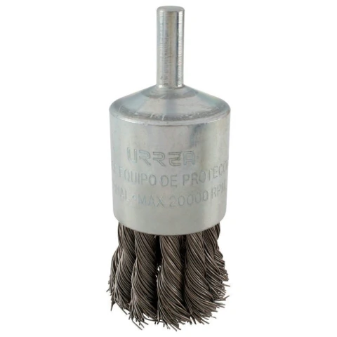 Carda copa trenzada alambre grueso 1-1/8" x 0.50 mm con zanco 1/4"
