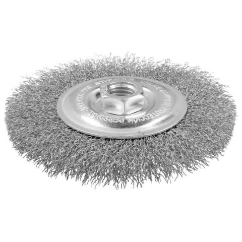 Carda circular ondulada alambre delgado 6" x 0.30 mm con rosca M14