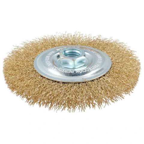 Carda circular ondulada alambre delgado 6" x 0.35 mm con rosca M14