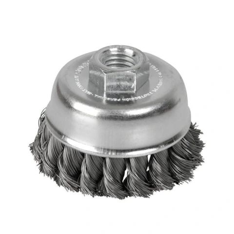 Carda copa trenzada alambre grueso 3" x 0.50 mm con rosca M14