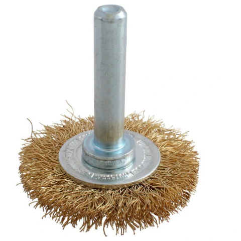 Carda circular ondulada alambre fino 1-1/2" x 0.17 mm con zanco 1/4"