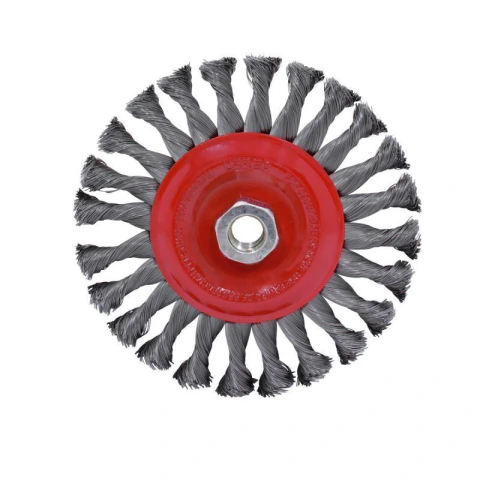 Carda circular trenzada alambre delgado 6" x 0.35 mm con rosca M14