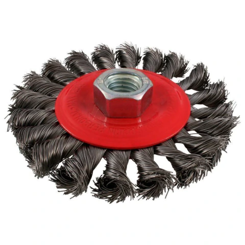 Carda circular trenzada alambre grueso 4" x 0.50 mm con rosca M14