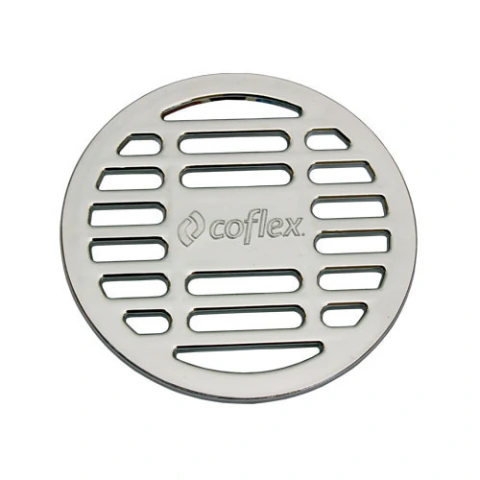 REJILLA REDONDA COFLEX PC-450 DE 9.3CM DE ABS CROMADO PARA COLADERA PLASTICA COFLEX DE 10CM
