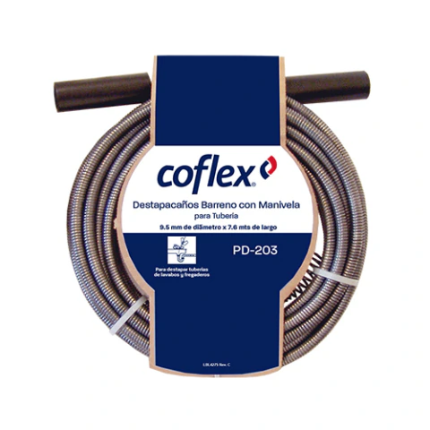 DESTAPACAÑOS BARRENO CON MANIVELA COFLEX PD-203 9.5MM X 7.6MTS PARA TUBERIA DE DRENAJE