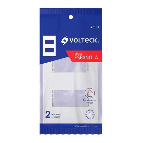 Placa 2 ventanas, 1 módulo, línea Española, color blanco