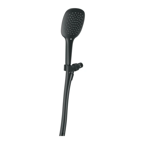 Regadera de teléfono con soporte, negro, FOSET RIVIERA