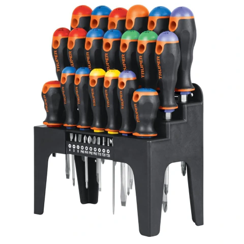Set de desarmadores, 30 piezas, en organizador plástico