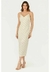 Vestido Midi com pregas natural