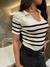 T-shirt lapela detalhe listras - comprar online