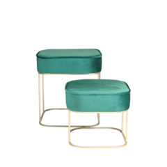 Conjunto Puff Quadrado Verde Pé Ferro Dourado- Puff Goods br. Compre Online na Thoulouse