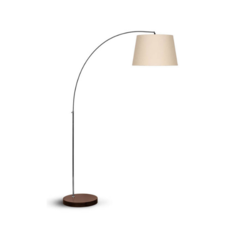 Luminária de Chão/Piso Arco 5l Trevisan 1,80x1,50 Madeira imbuia e Tecido Thoulouse 