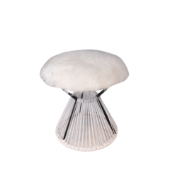Puff Acapulco Branco 42x49x42cm - Puff Redondo Decorativo Goods Br