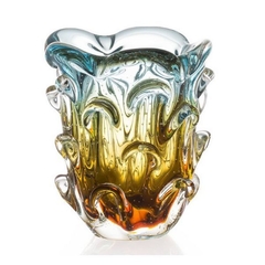 Vaso Murano com bolhas Azul e Âmbar - Thoulouse Home Décor 