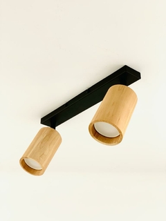 Barral negro 2 luces con cabezales madera - comprar online