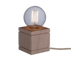 Velador liso base de madera cable arpillera