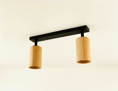 Barral negro 2 luces con cabezales madera