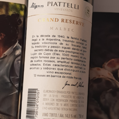 Piattelli Gran Reserve Malbec - Mendoza 750cc - comprar online