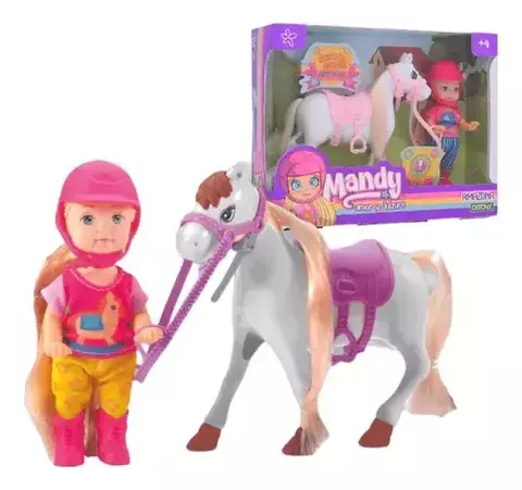 Muñeca Mini Mandy Y Su Caballo Amazona - Ditoys