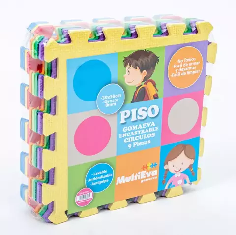 Piso De Eva 9 Piezas 30X30Cm 8Mm Circulos Pastel/Clasico - Multieva