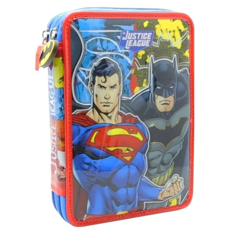 Cartuchera Pvc 2 Pisos Incluye Útiles "Liga De La Justicia" - Cresko