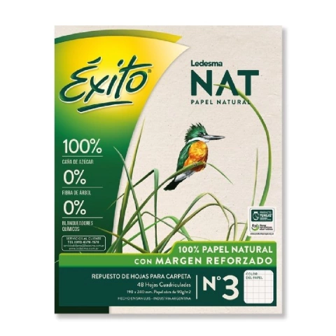 Repuesto N° 3 48 H Cuadriculadas Ledesma Nat Margen Reforzado
