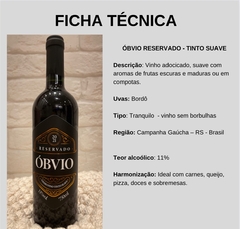 Vinho suave Óbvio Reservado - comprar online