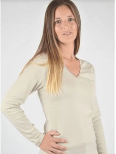 Camiseta manga larga cuello en v - ETIQUETA 3393