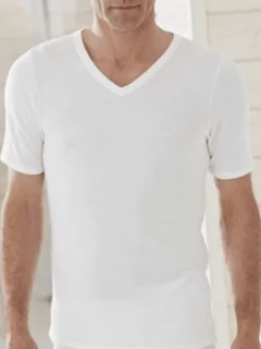 Camiseta de hombre de interlock cuello en V manga corta - HABANNO 514